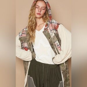 POL Multicolor Patchwork Utility Jacket